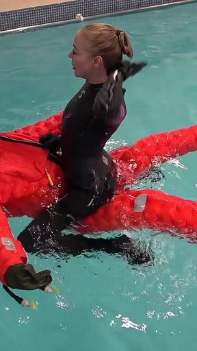 Human Life Raft - Inflated Suit Slave Pool Domination