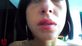 Lip painting with red lipstick - Sexy lips