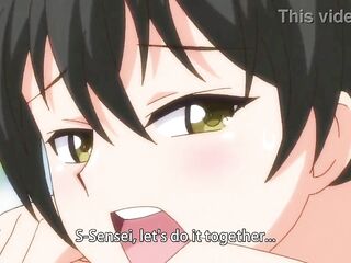 Manga males three-some with busty curvy hotties