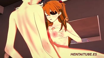 Evangelion Hentai Shinji x Asuka Handjob, blowjob, boobjob and fucked with multiple cumshot in tits, mouth and pussy