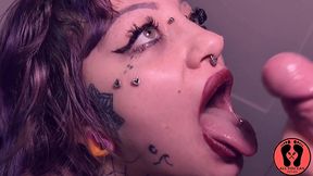 chastity cage is opened after a month amazing blowjob huge facial cumshot