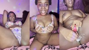 sexy young jamaican gyal with good pretty pussy solo fuck with dildo gets creamy after teasing for the camera