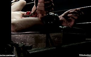 Big dick shemale fucks bound pale man