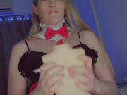 Trans girl in bunny lingerie SOLO play using FLESH LIGHT