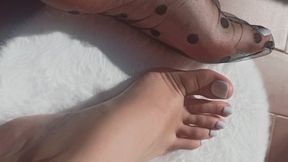 Slow Sock Tease in Black Sheer Socks – Barefoot Reveal