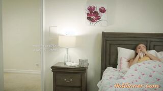 Slutty nanny gagging on dick