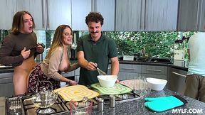 Fresh compilation of the most exciting threesome and kitchen fucking with busty MILFs.