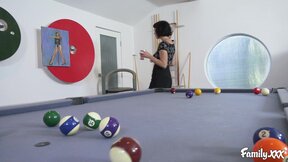 Inked chick Olive Glass gets fucked on that pool table