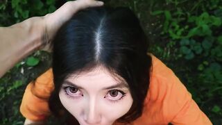 A hungry sluts on a walk into the forest took