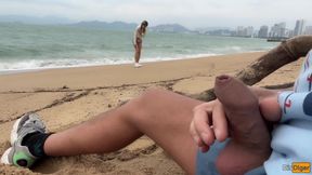 I See You Jerking off to Me and I Want to Help You Cum! - Cock Flashing on a Beach