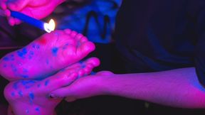 i offer candle wax play on your tied feet
