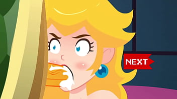 Princess Peach Very sloppy blowjob, deep throat and Throatpie - Games