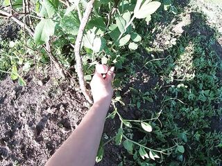 Farmers Wife Wearing Oversize Crocs Masturbates in the Field