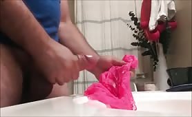 Str8 guy shooting his load on his girls panties