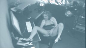 Office tart masturbates & gets caught