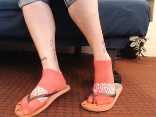 Watermelon Red Flipflops Red Ankle Socks