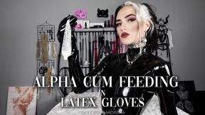 Alpha Cum Feeding in Latex Gloves