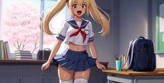 Naughty Blonde Student Ass up, Tits Out &amp; Dripping Pussy Masturbation Ai Generated