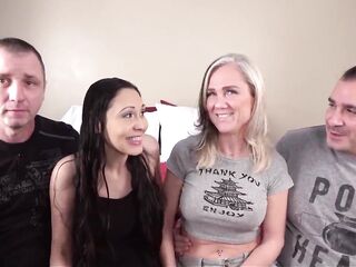 Despairing Amateurs casting sexy large tit milfs Emma Charlie Nikki and Misty get their constricted vaginas drilled hard by large hard rod