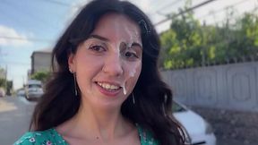 Outdoor Amateur Brunette Takes on 3 Guys in Wild Public POV