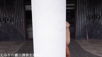 Asian exhibitionist gets desperate in daylight outside public exposure cumming