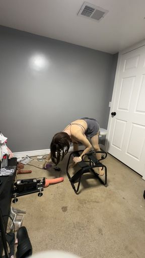 Getting Fucked Hard by Huge Dildo Sex Machine