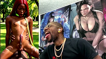 Beautiful Transgender Ebony Girl Cums All Over While Getting Anal Fucked Cowgirl Style, AI Generated