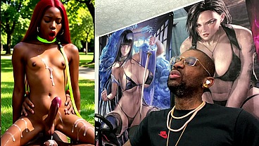 Beautiful Transgender Ebony Girl Cums All Over While Getting Anal Fucked Cowgirl Style, AI Generated