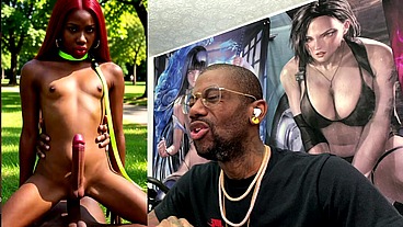 Beautiful Transgender Ebony Girl Cums All Over While Getting Anal Fucked Cowgirl Style, AI Generated