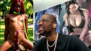 Beautiful Transgender Ebony Girl Cums All Over While Getting Anal Fucked Cowgirl Style, AI Generated