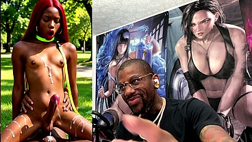 Beautiful Transgender Ebony Girl Cums All Over While Getting Anal Fucked Cowgirl Style, AI Generated