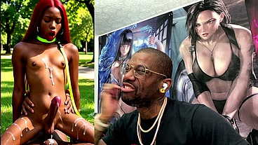 Beautiful Transgender Ebony Girl Cums All Over While Getting Anal Fucked Cowgirl Style, AI Generated