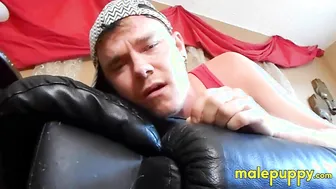 Leo Blue pulls off his underwear and spreads his ass for inspection