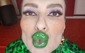 I Seduce You with My Glossy Green Minty Lips and Kisses and Shiny Latex