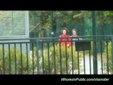 Naughty woman was sucking her lover's meat stick in the local park, in front of many people