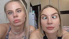 Blondie and Milora cross their eyes! MP4