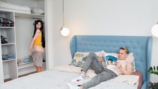 Stunning erotic sweetie seduce boy with fat cock to creampie cunt