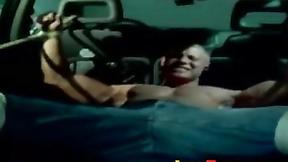 ”Muscle jock tied up with massive rope during outdoor BDSM”