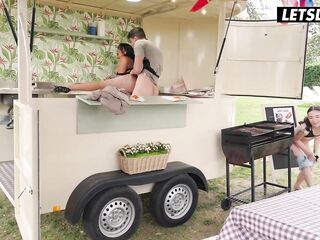 Mariana Martix FFM trio in a Food Truck... This dude Fucks Both From Behind