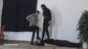 Olga and Natasa love to trample the slave in boots mp4