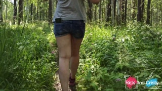 Public flashing boobs and pussy in nature