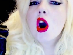 Slutty Blonde Smoking In Gloves