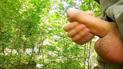 Jerking off in the forest after all day wood chopping