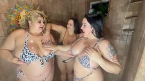Three BBWs Shower & Get Naughty