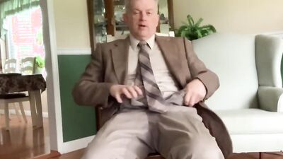 Perverted grandpa is filming himself while stroking his hard willy