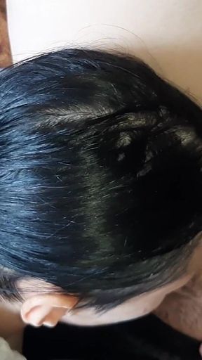 My Girlfriend Hot and Passionately Licks My Hairy Pussy