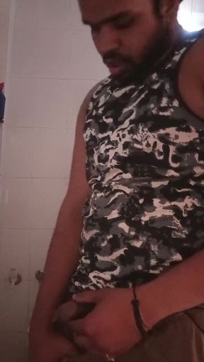 Captivating moment from "Desperately masterbating my hard dick with peeing hornyer"