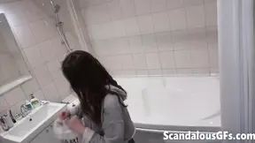 My hot girl shaving her pubes in the shower