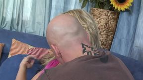 Watch as she holds her big boobs from bouncing while her man is banging her before her...