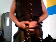 Putting on the leather